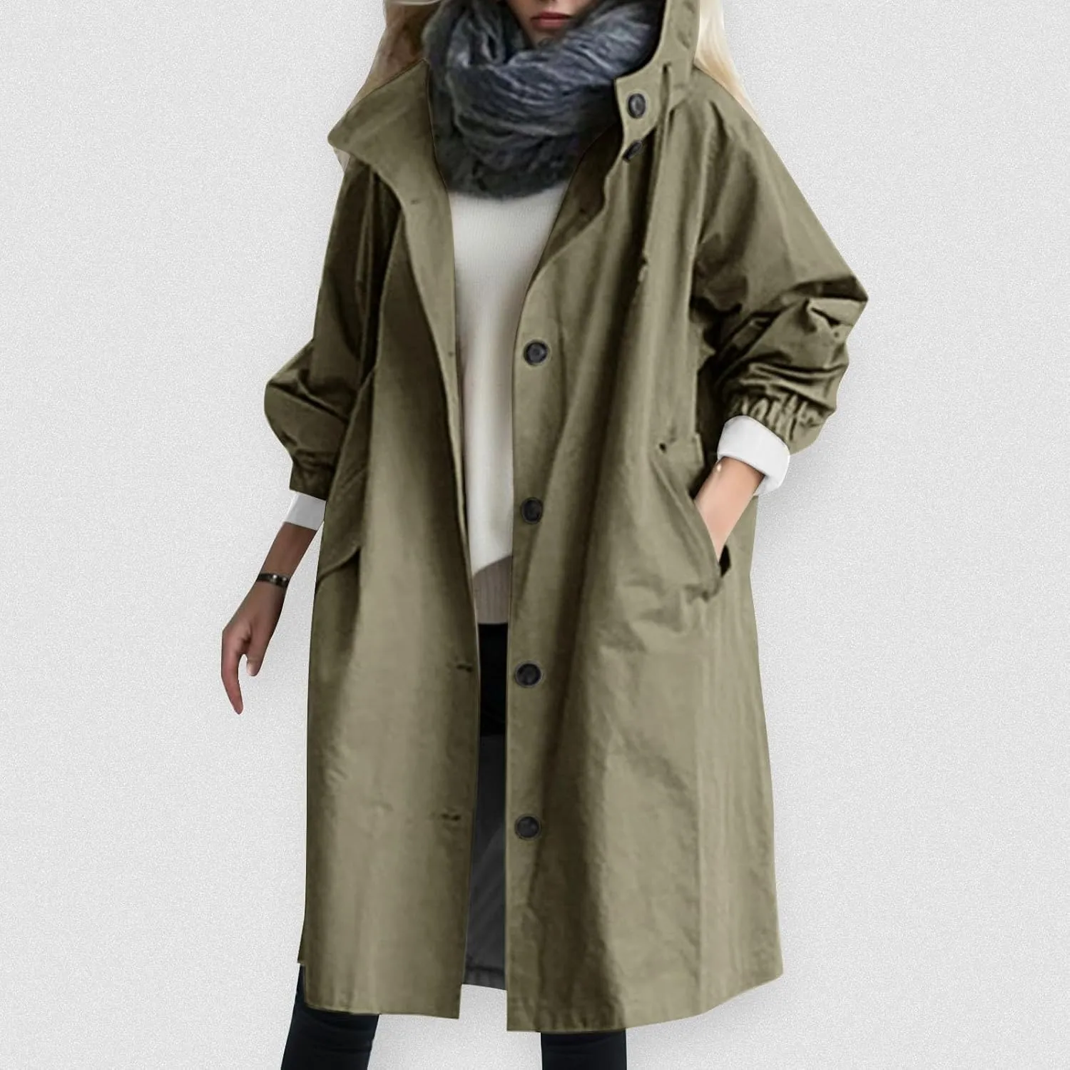 2023 Women's Trench Coat Long Double-Breasted Fall Fashion Windbreaker Jackets Classic Lapel Slim Overcoat Outerwear