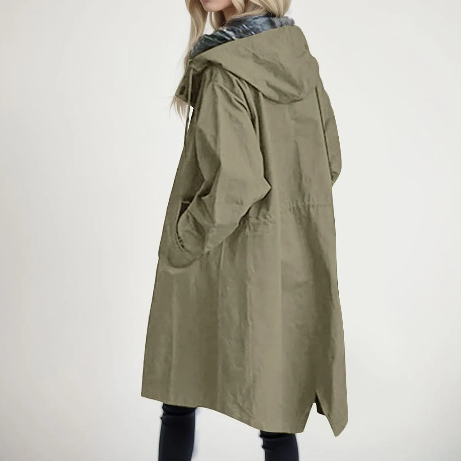 2023 Women's Trench Coat Long Double-Breasted Fall Fashion Windbreaker Jackets Classic Lapel Slim Overcoat Outerwear