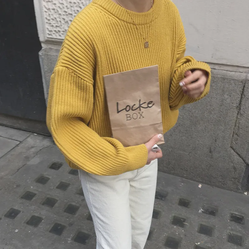 Basic solid colors oversized sweater
