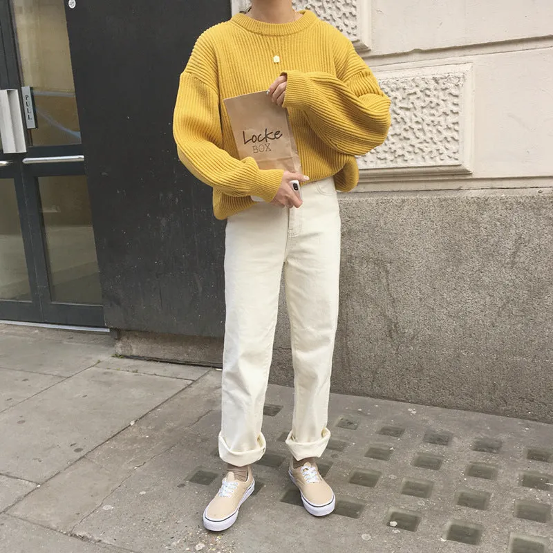 Basic solid colors oversized sweater