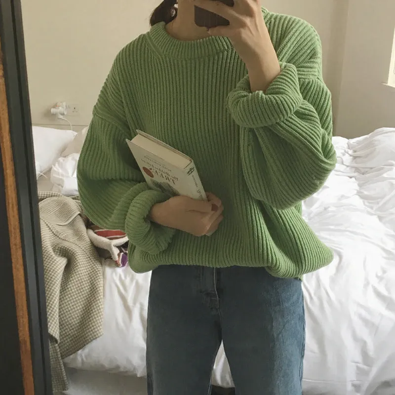 Basic solid colors oversized sweater