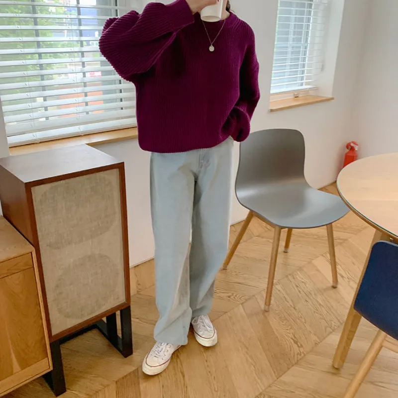 Basic solid colors oversized sweater