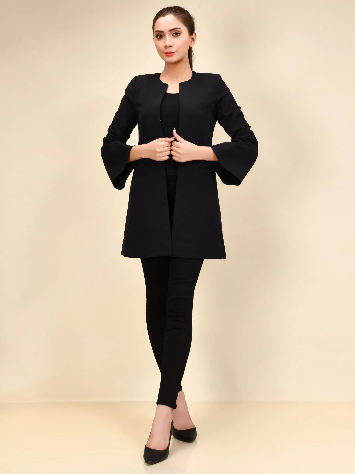 Bell Sleeved Coat - Black