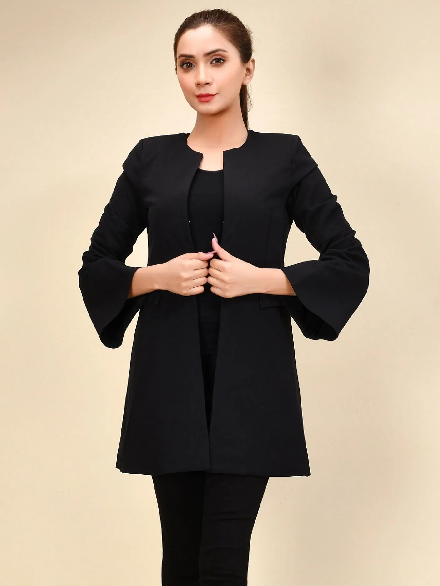 Bell Sleeved Coat - Black