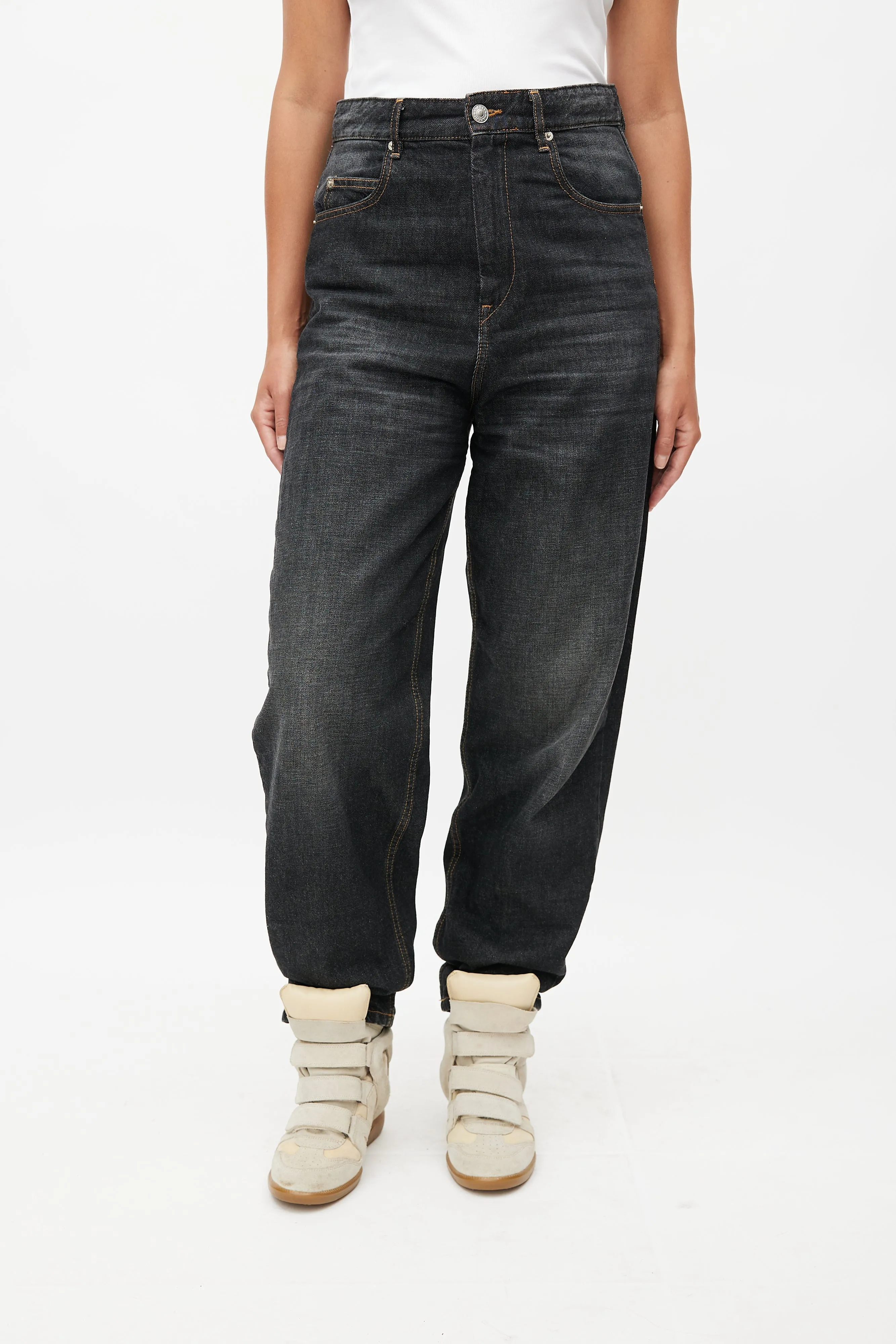 Black Tapered Denim Jeans