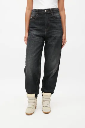 Black Tapered Denim Jeans
