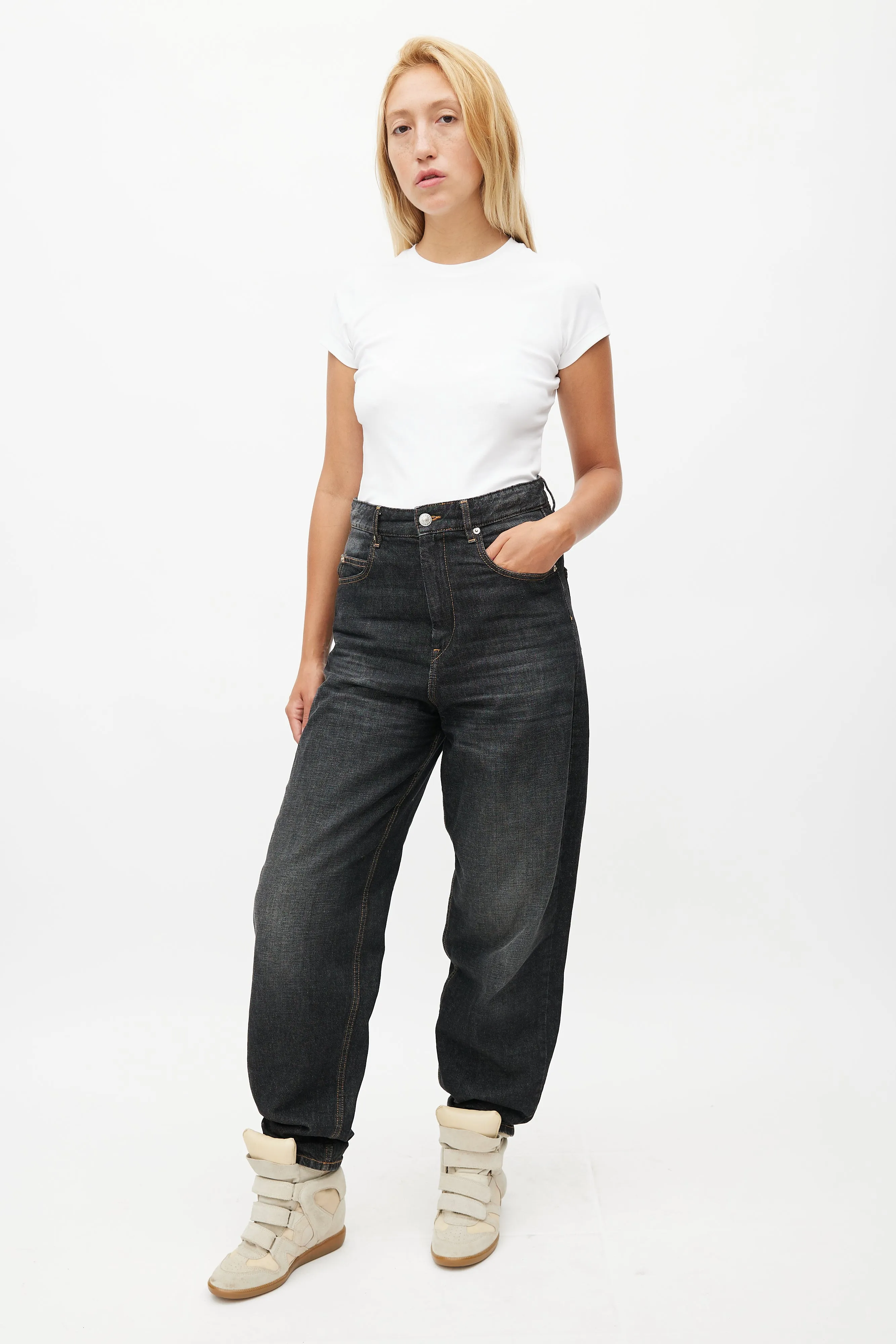 Black Tapered Denim Jeans
