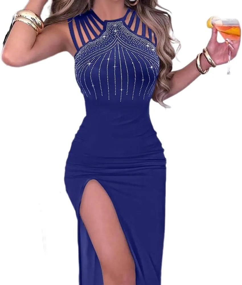 Bodycon Evening Gown Dress with Thigh Slit Slim Beach Vacation Party Cocktail Dresses