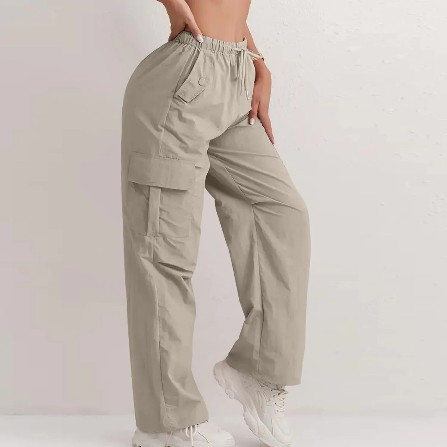 Cargo Pants for Women Stretchy Loose Quick Dry Parachute Pants with Multi Pockets Summer Fashion Outdoor Streetwear