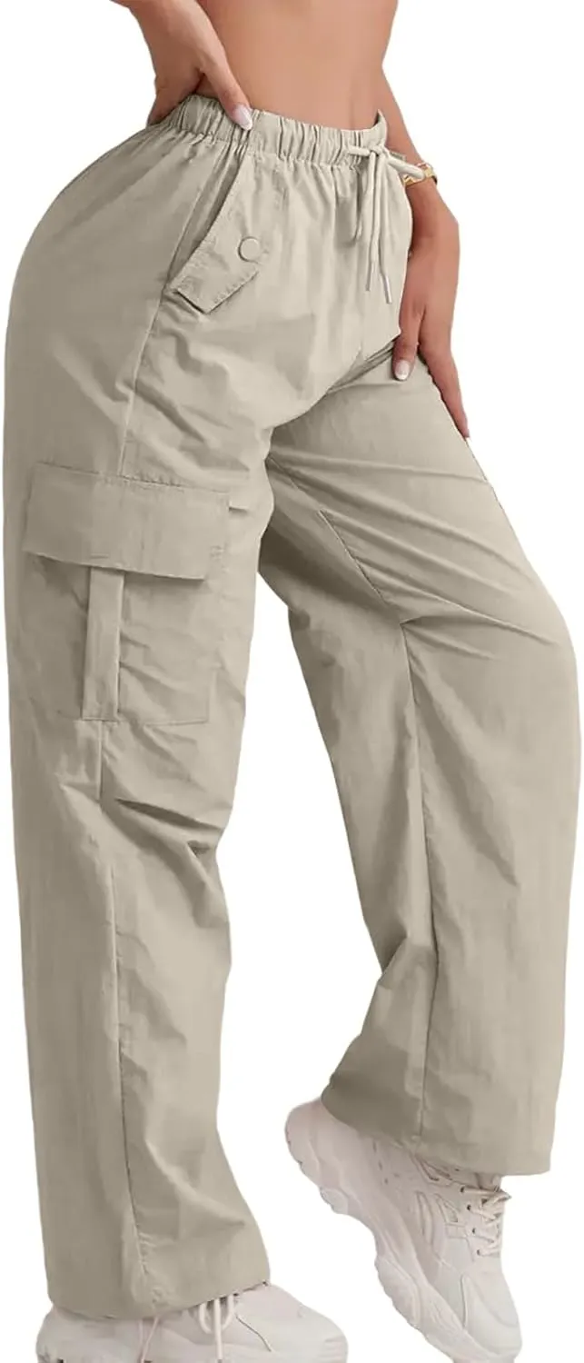 Cargo Pants for Women Stretchy Loose Quick Dry Parachute Pants with Multi Pockets Summer Fashion Outdoor Streetwear