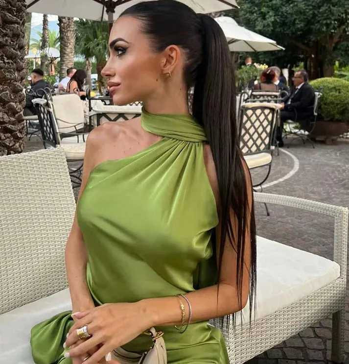 Casual Dresses Women Backless Satin Ribbon Sleeveless Elegant Lady Party Gown Long Evening Prom Dresses