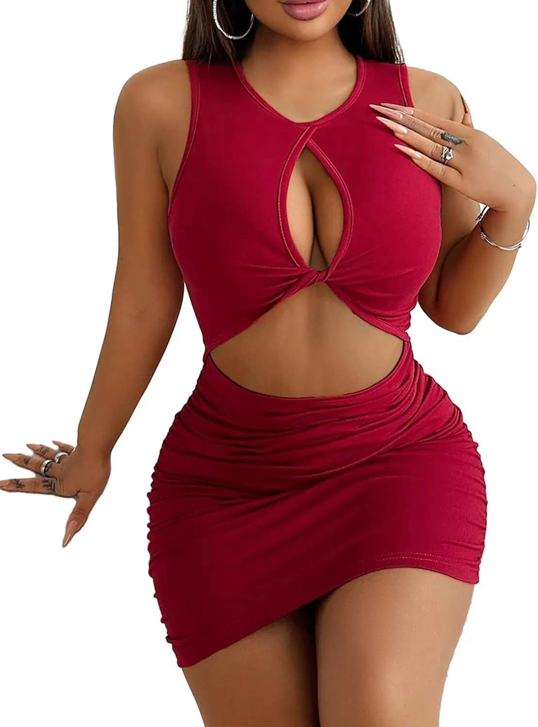Club Dress for Women 2024 - Sexy Mini Party Bodycon Tight Homecoming Outfit