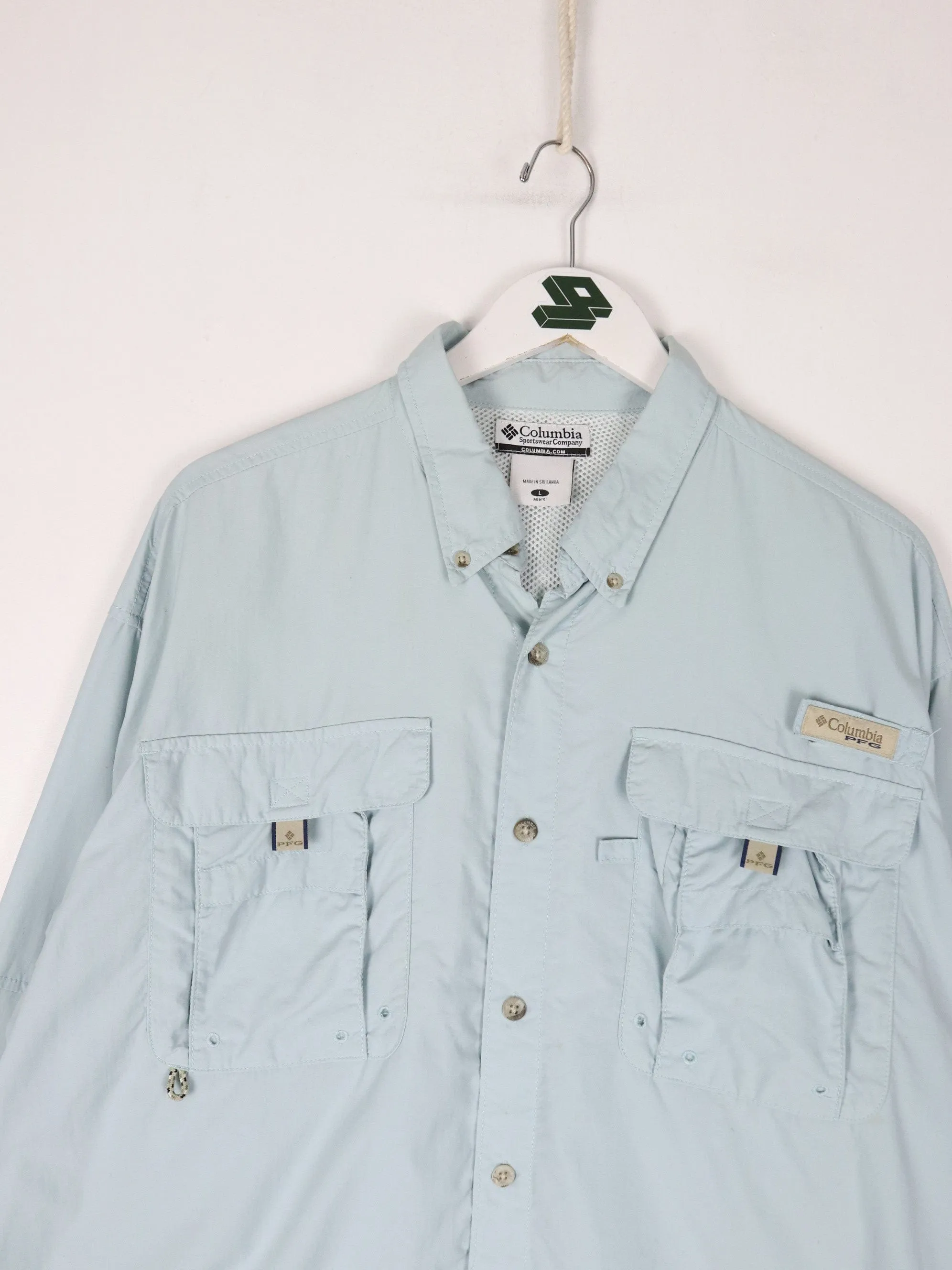 Columbia Shirt Mens Large Blue Button Up Fishing Outdoors