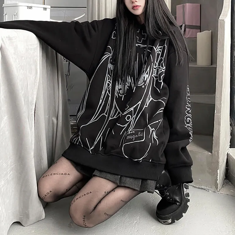 Dark EGirl Anime Aesthetic Hoodie