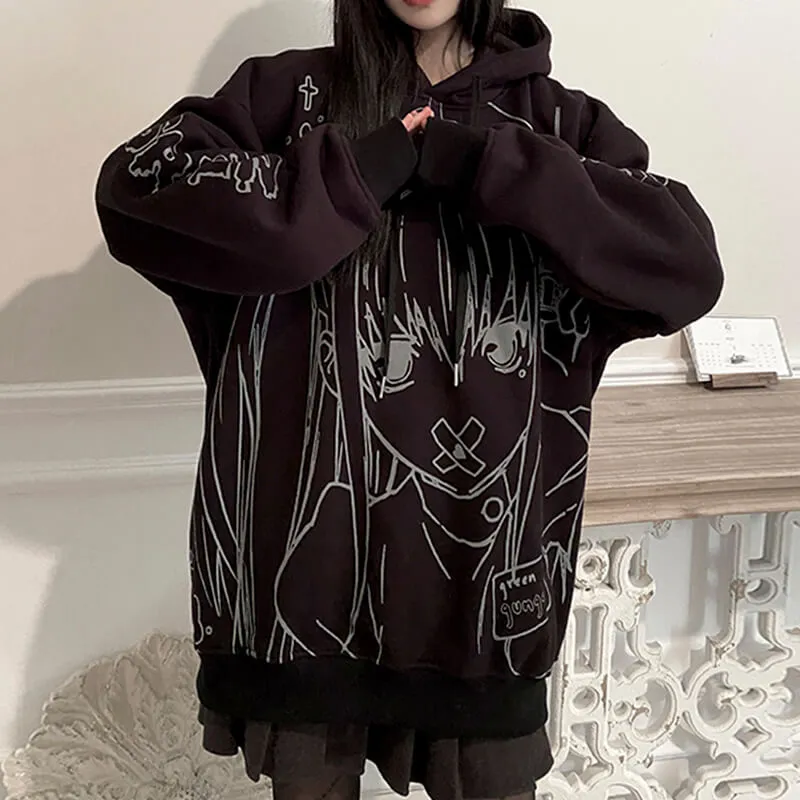 Dark EGirl Anime Aesthetic Hoodie