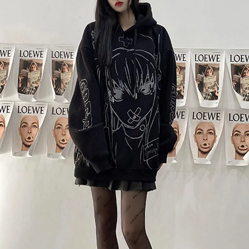 Dark EGirl Anime Aesthetic Hoodie