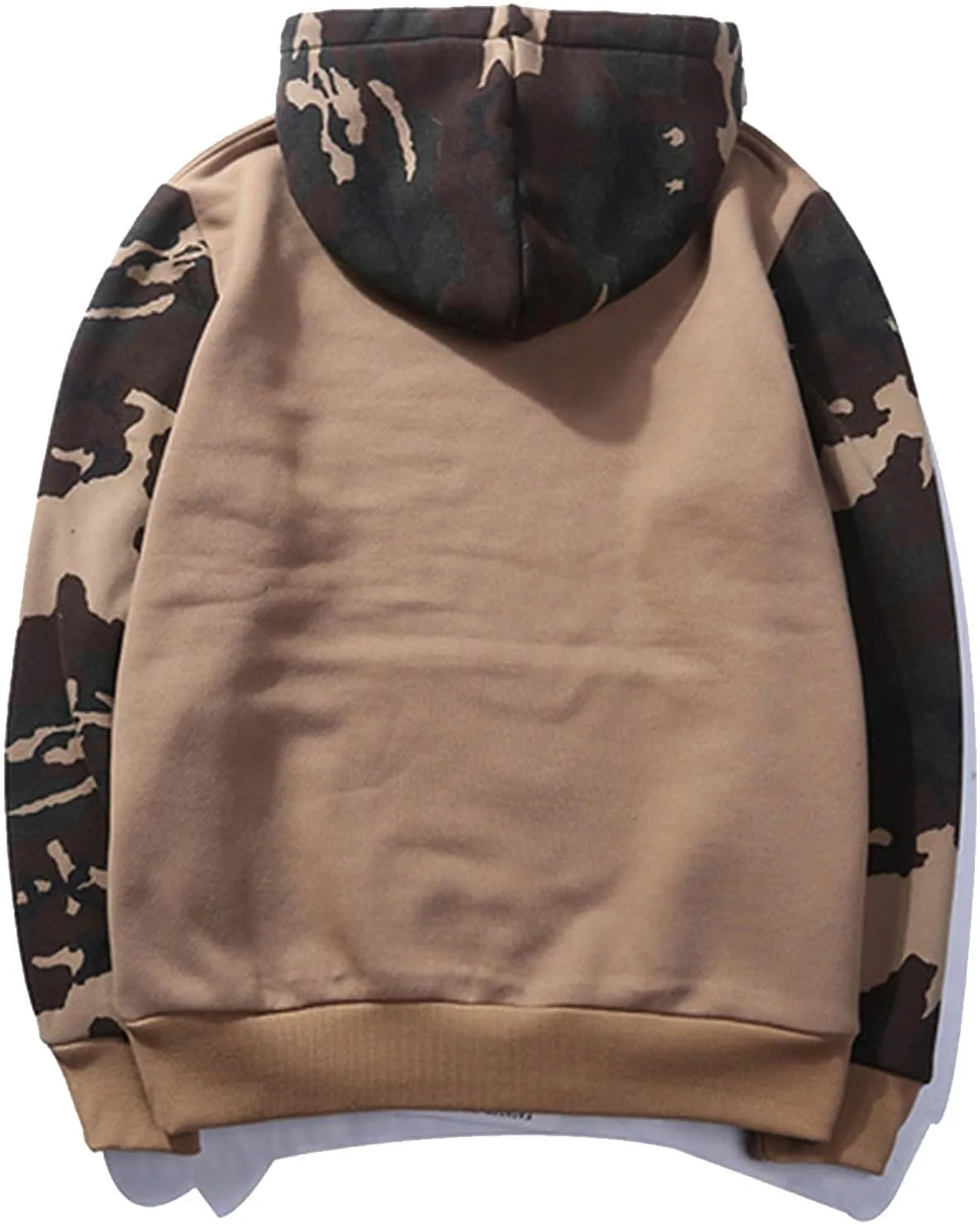 Finelylove Men's Pullover Hoodie Fleece Military Camo Hoodie Long Sleeve Contrast Color Hooded Sweatshirt with Pocket