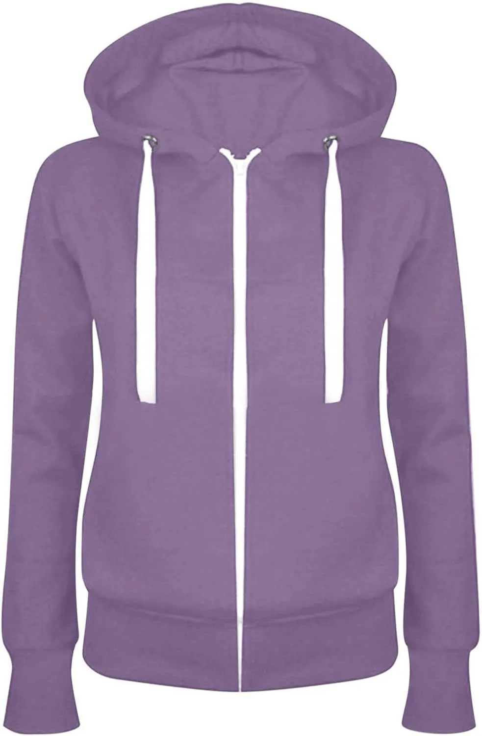 maisdgop Hoodies for Women Casual Solid Color Drawstring Pullover Fashion Zipper Fleece Sweater Coat Comfy Loose Slim Hoodie