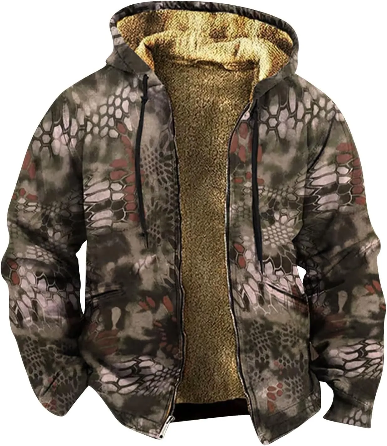Mens Fleece Lined Jackets Full Zip Fall Winter Coats Fashion Thermal Hoodies Sweatshirt Fuzzy Sherpa Cardigan Sweater