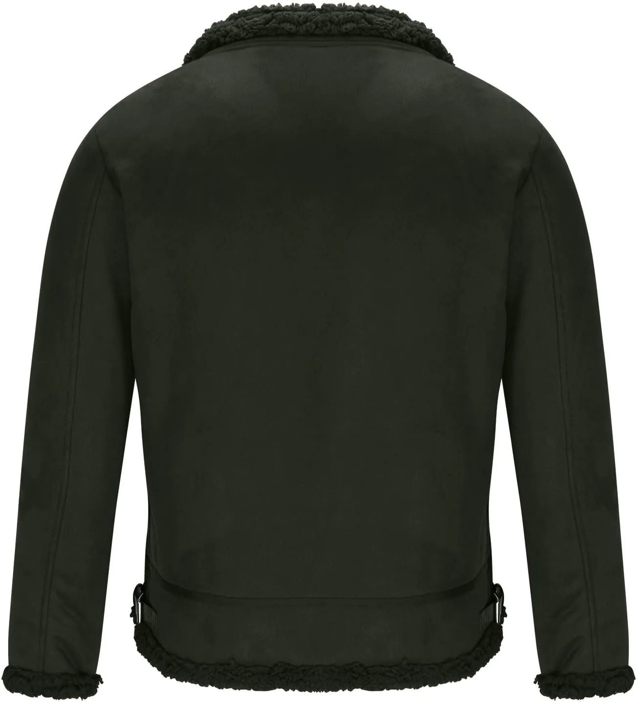 Men's Leather Cotton Cargo Jacket Winter Sherpa Fleece Lined Work Jacket Coats Lapel Collar Motorcycle Classic Jackets