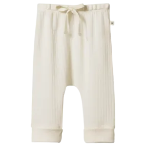 Merino Pointelle Drawstring Pants  - Natural