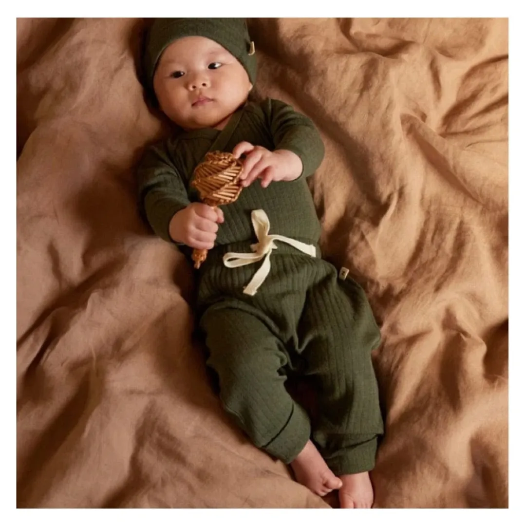 Merino Pointelle Drawstring Pants - Thyme