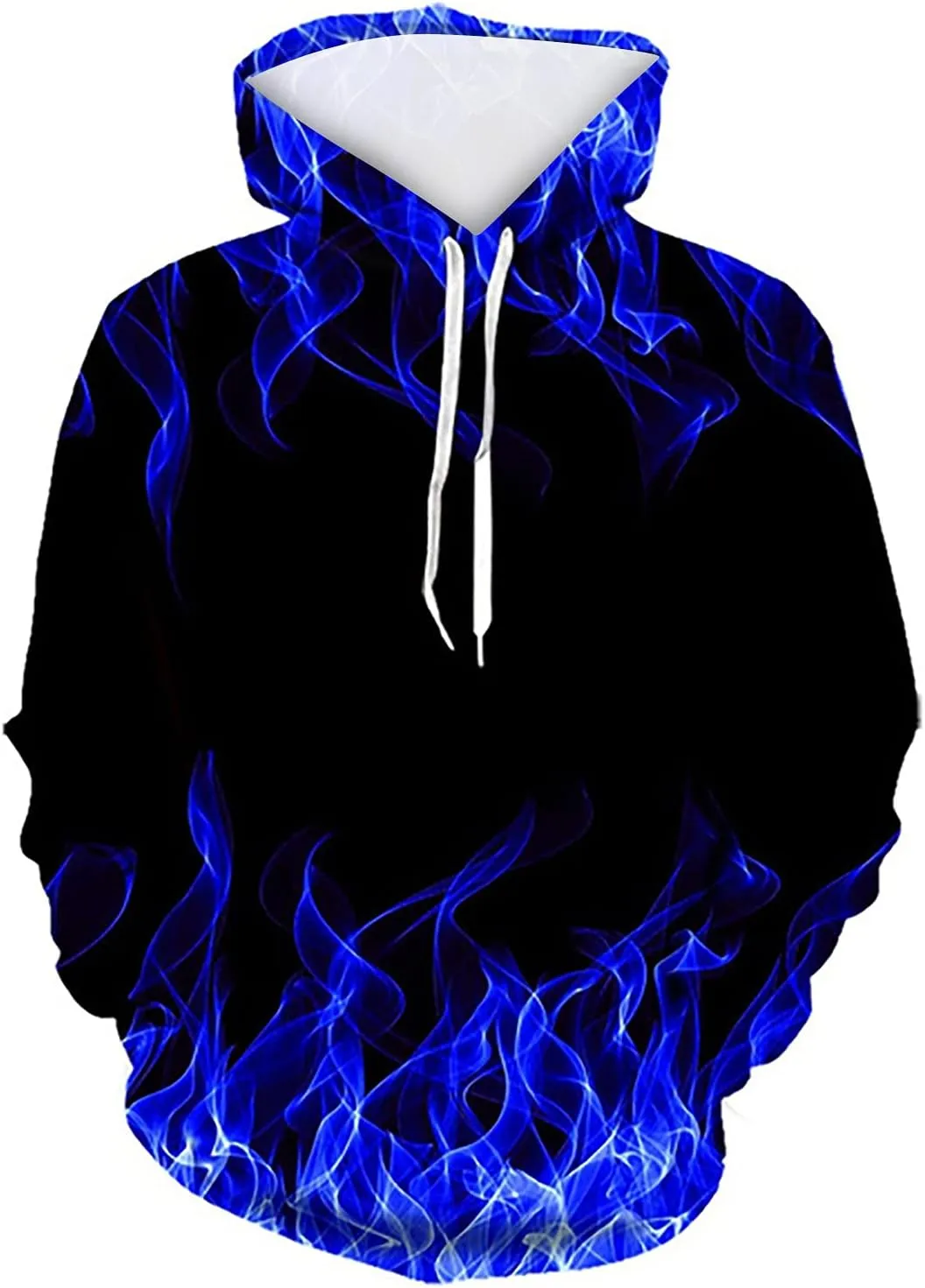 Muscularfit 5xl Mens Hoodies Big and Tall Drawstring Causal Long Sleeve 3D Flame Print Graphic Pullover Crewneck Sweatshirts