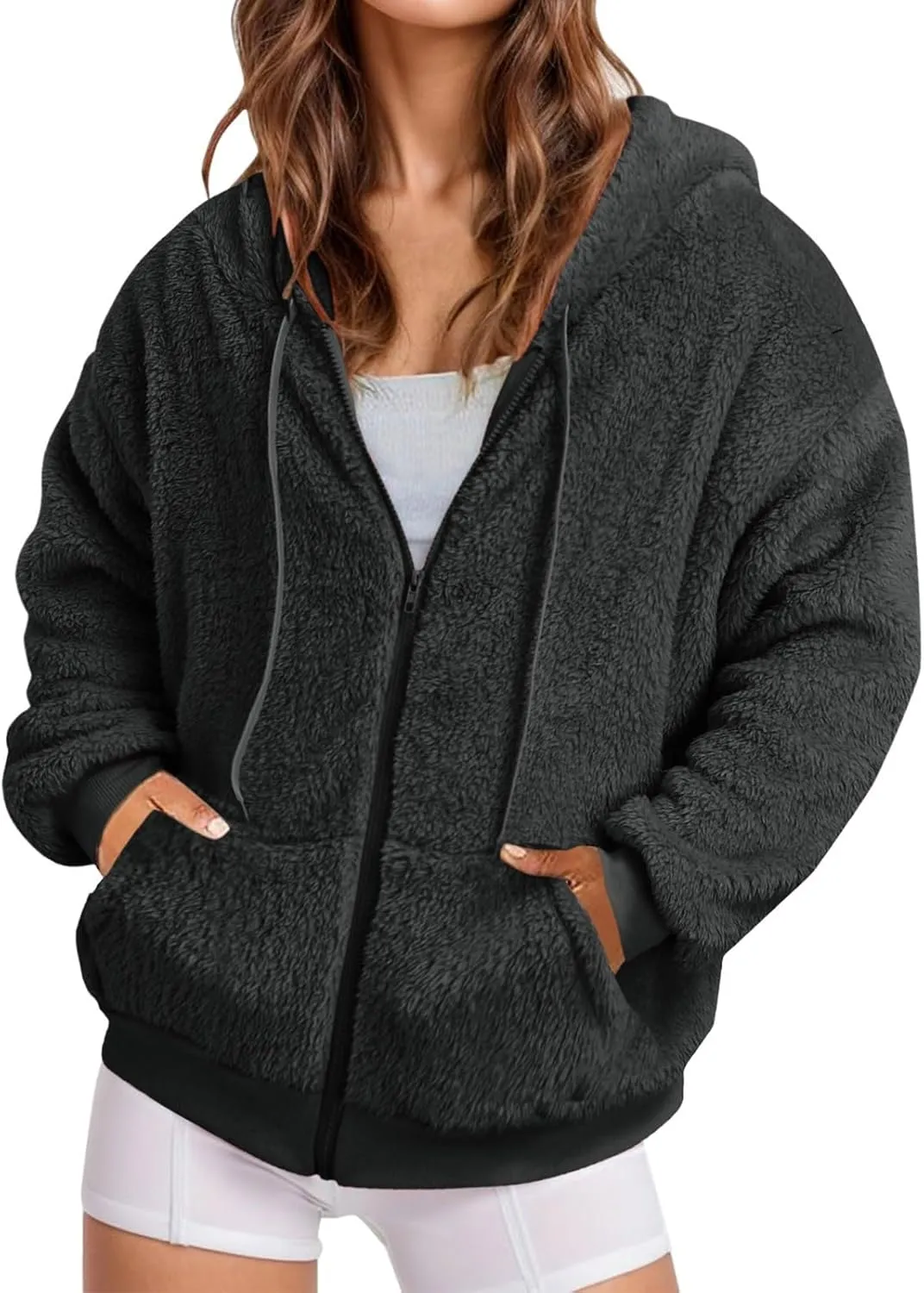 QWENTMTNTY Woman Plus Size Winter Jackets Plus Size Women Lightweight Faux Sheepskin Coat Warm Windbreaker Winter Jackets