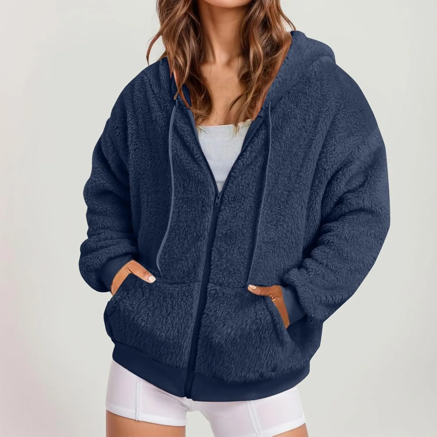 QWENTMTNTY Woman Plus Size Winter Jackets Plus Size Women Lightweight Faux Sheepskin Coat Warm Windbreaker Winter Jackets