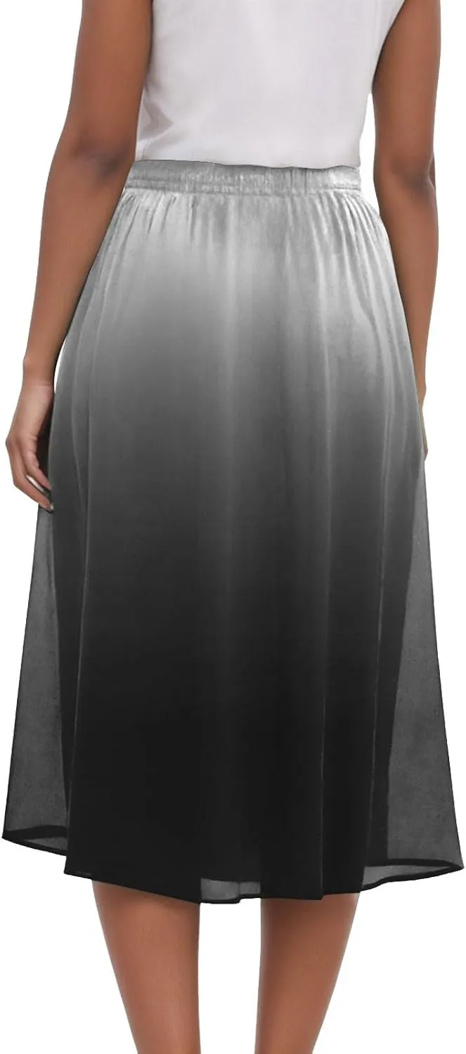 Rvidbe Skirts for Women Midi Length Pleated High Waisted Casual Below Knee Skirts with Pockets Gradient Print A-Line Skirts