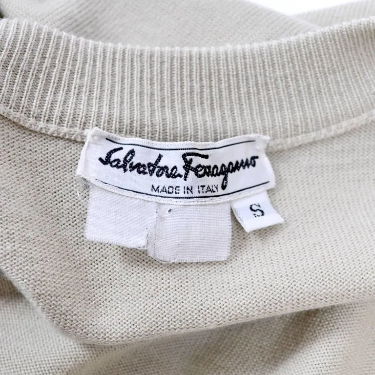 Salvatore Ferragamo Vintage Silk Scarf Print Cardigan Sweater W Animals & Leaves