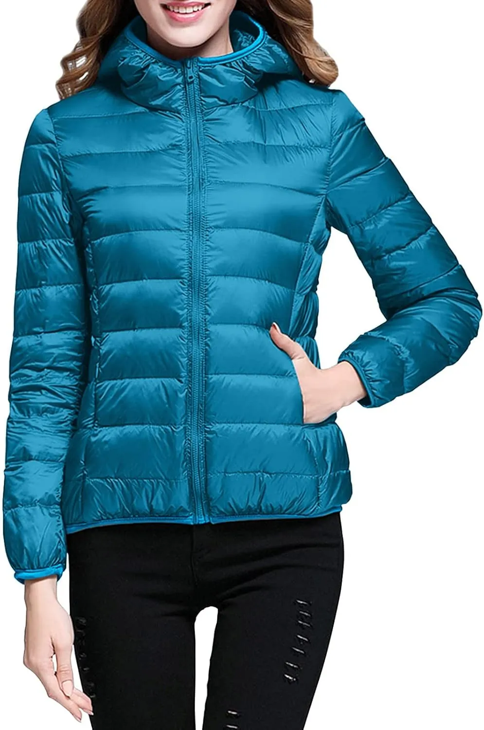 SHAOBGE Packable Puffer Jacket Women Women Warm Lightweight Jacket Hooded Windproof Winter Coat With Winter