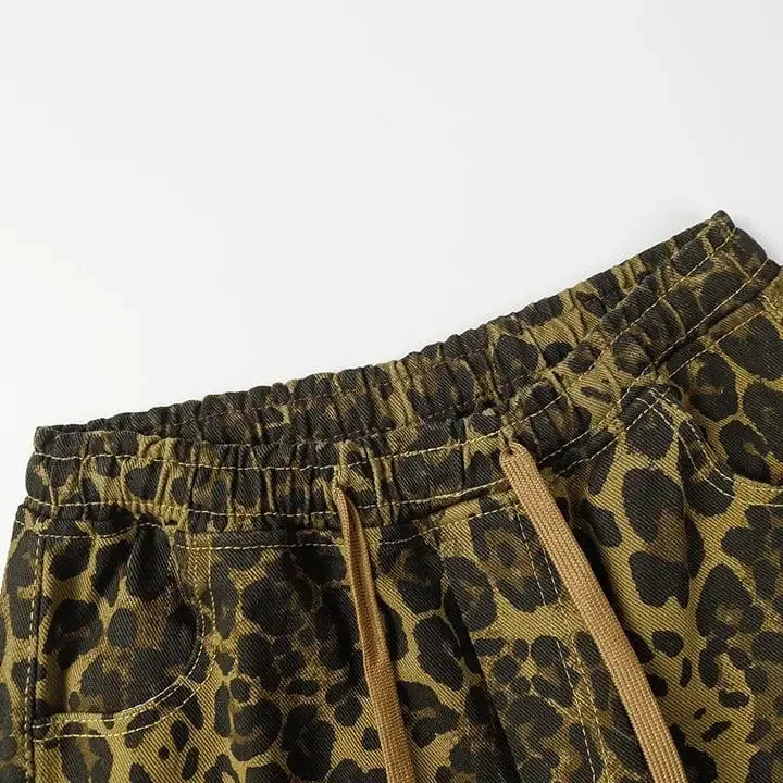 Sneakerhill® Unisex Drawstring Waist Pants Cheetah