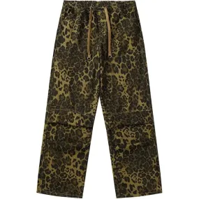 Sneakerhill® Unisex Drawstring Waist Pants Cheetah