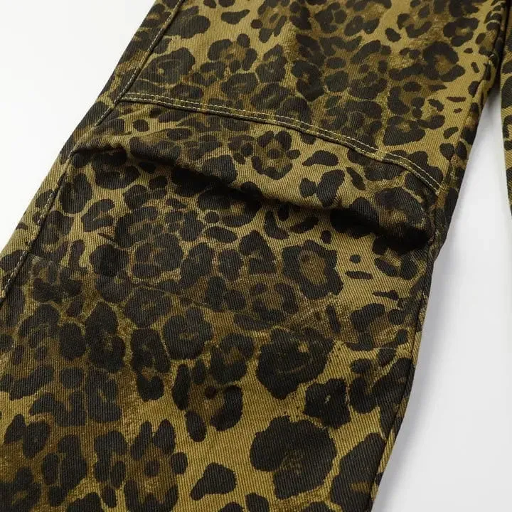 Sneakerhill® Unisex Drawstring Waist Pants Cheetah