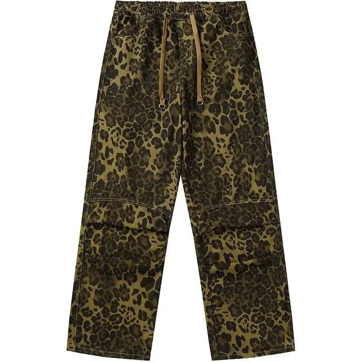 Sneakerhill® Unisex Drawstring Waist Pants Cheetah