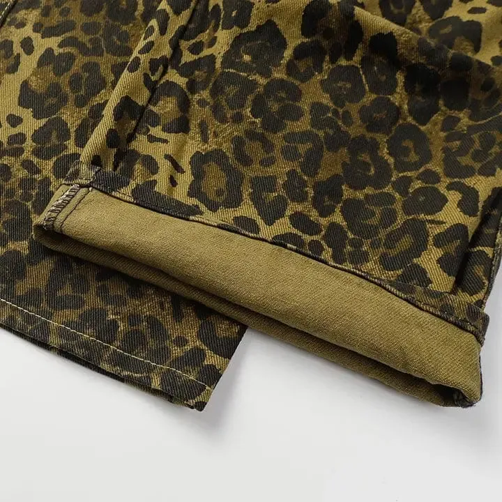 Sneakerhill® Unisex Drawstring Waist Pants Cheetah