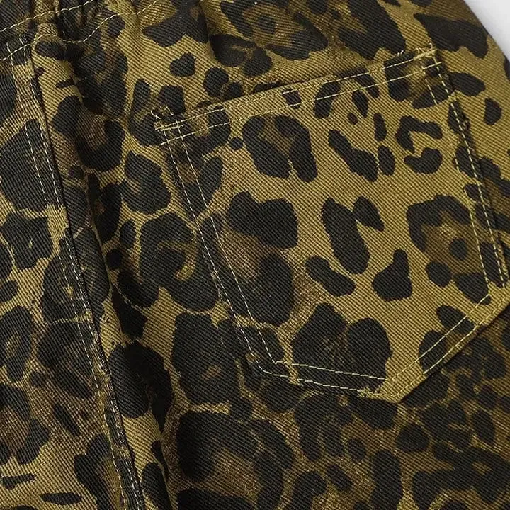 Sneakerhill® Unisex Drawstring Waist Pants Cheetah