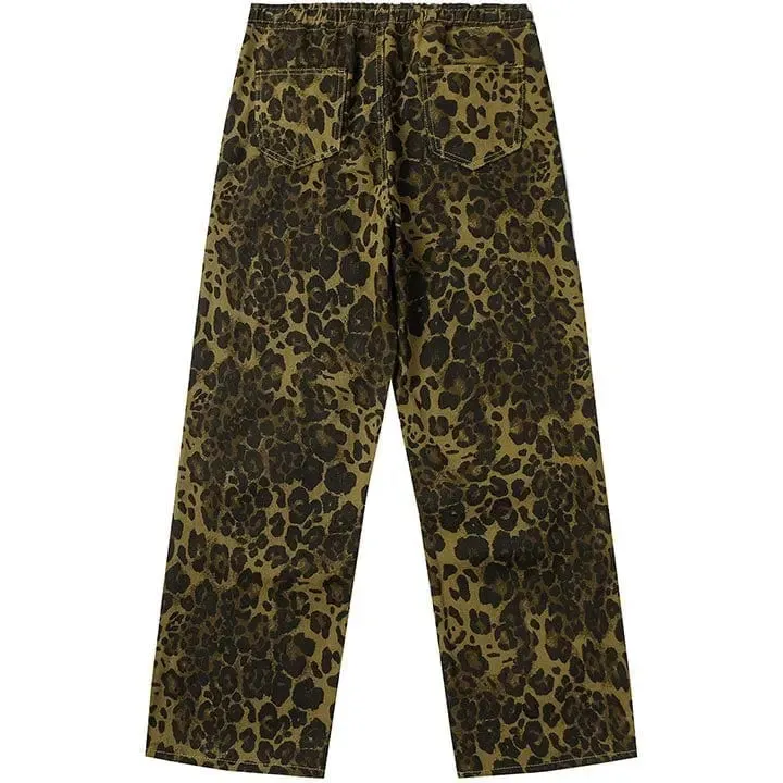 Sneakerhill® Unisex Drawstring Waist Pants Cheetah