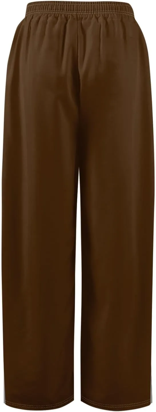 Summer Wide Leg Pants for Women High Waistd Flowy Pants Side Split Drawstring Elastic Waist Solid with Pockets Outfits