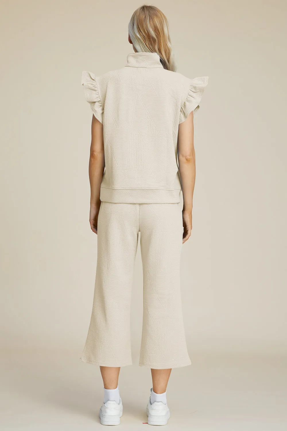 TEEK - Ruffle Short Sleeve Top Wide Leg Pants Set