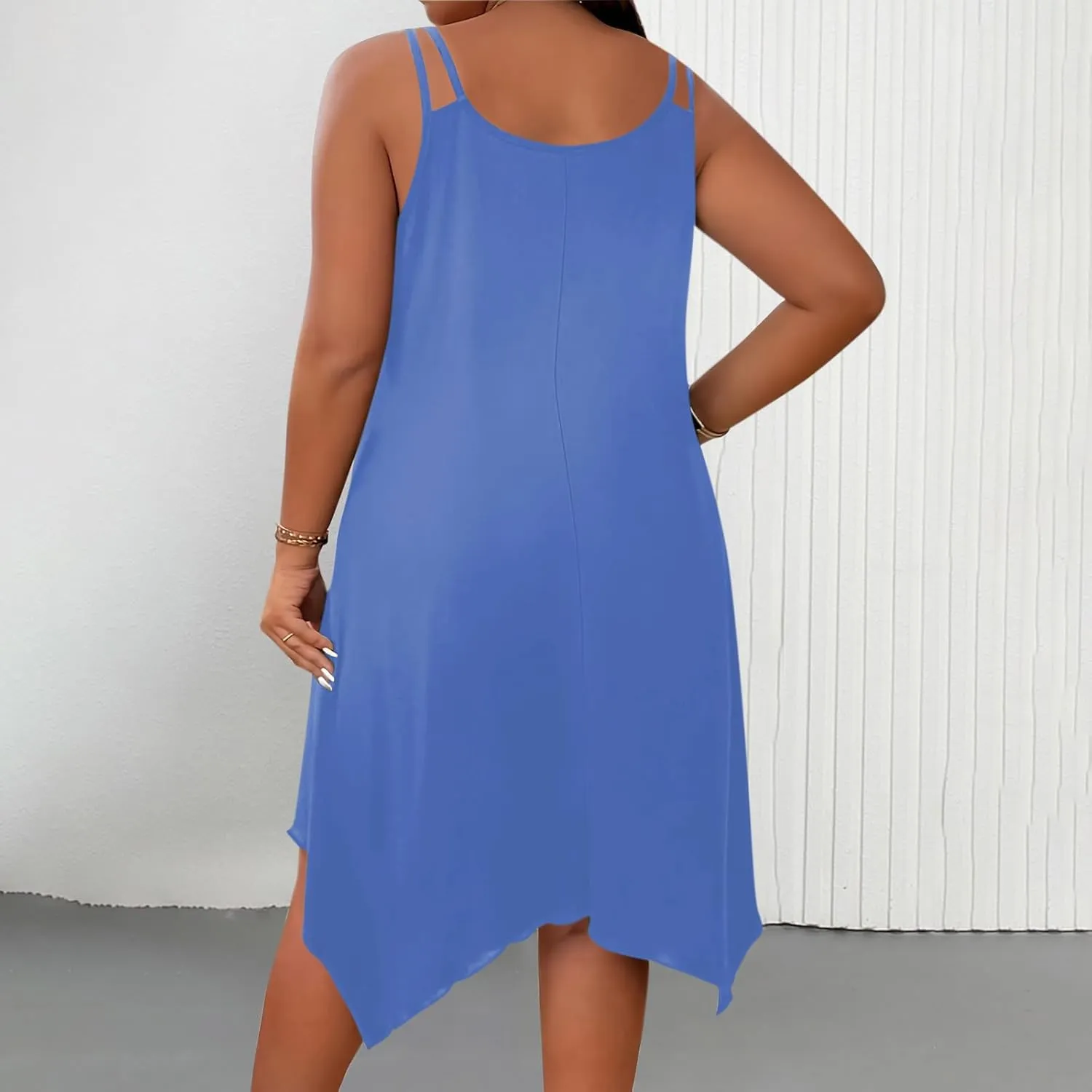 Women Strap Beach Dress Summer Sleeveless Sundress Plus Size Irregular Hem Tank Dresses 2025 Trendy Resort Wear