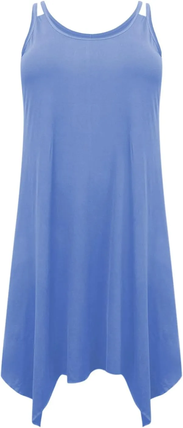 Women Strap Beach Dress Summer Sleeveless Sundress Plus Size Irregular Hem Tank Dresses 2025 Trendy Resort Wear