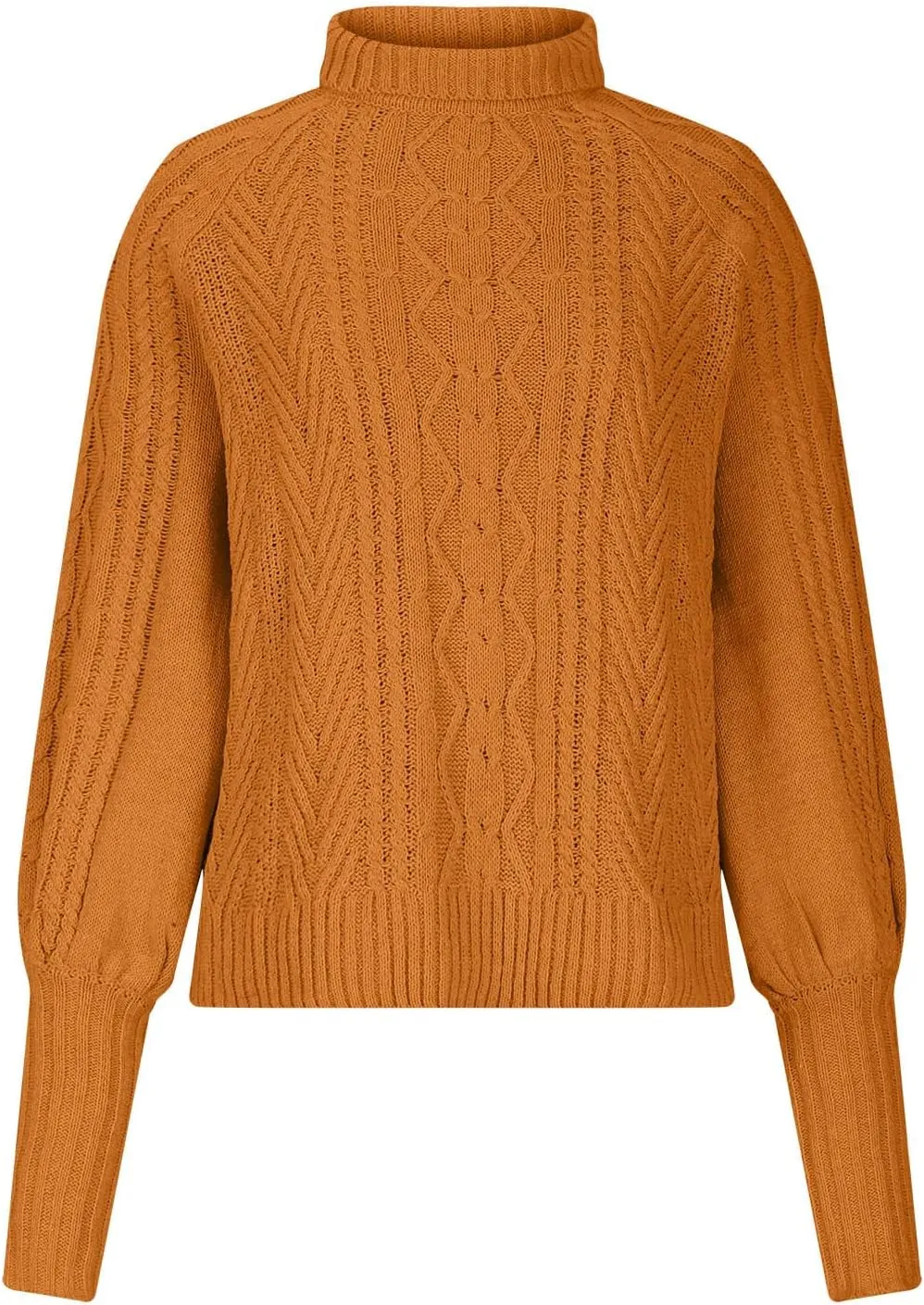 Women's Cable Knit Batwing Long Sleeve Sweaters Solid Color Crew Neck Loose Fit Jumper Tops Casual Fashion Pullover
