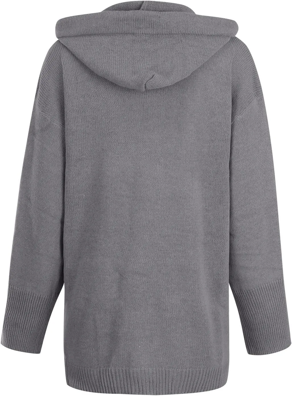 Women's Casual Long Sleeve Button Solid Color Loose Oversized Hooded Sweater Jacket with Pockets, S-5XL