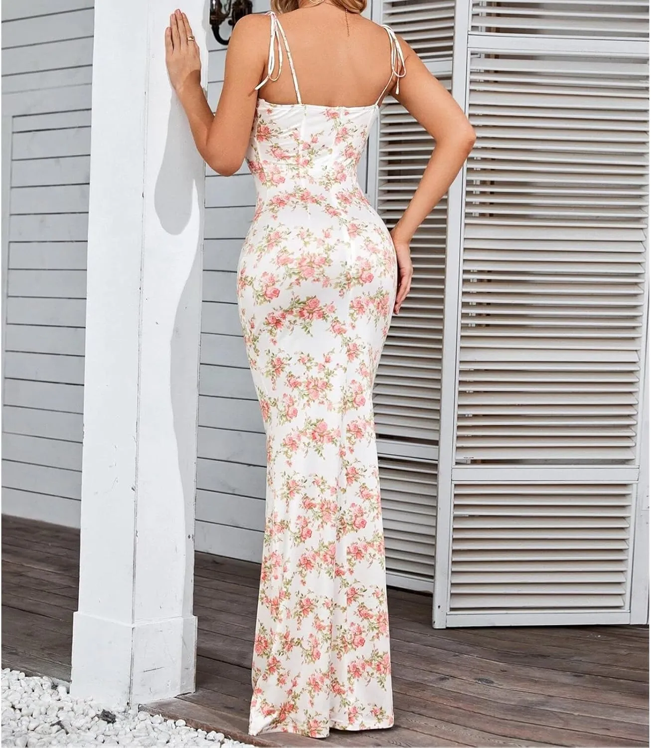 Women's Sleeveless Spaghetti Strap Wedding Guest Party Dress Cocktail Evening Square Neck Maxi Bodycon Dresses