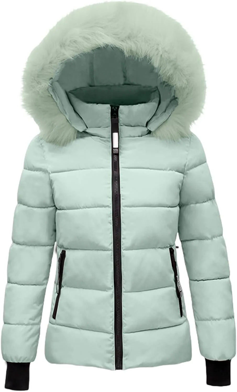 Women’s Winter Cropped Puffer Jacket Coat Hooded Color Block Winter Jacket Parka Quilted Maxi Puffer Parka Coats
