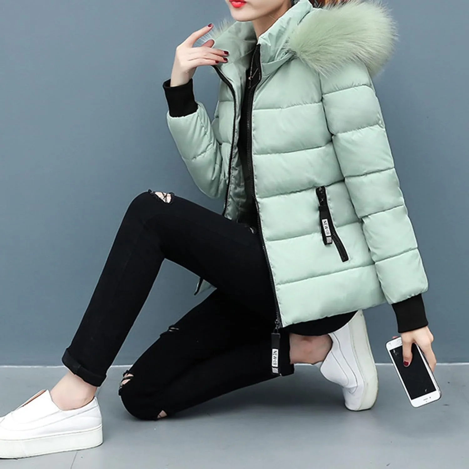 Women’s Winter Cropped Puffer Jacket Coat Hooded Color Block Winter Jacket Parka Quilted Maxi Puffer Parka Coats