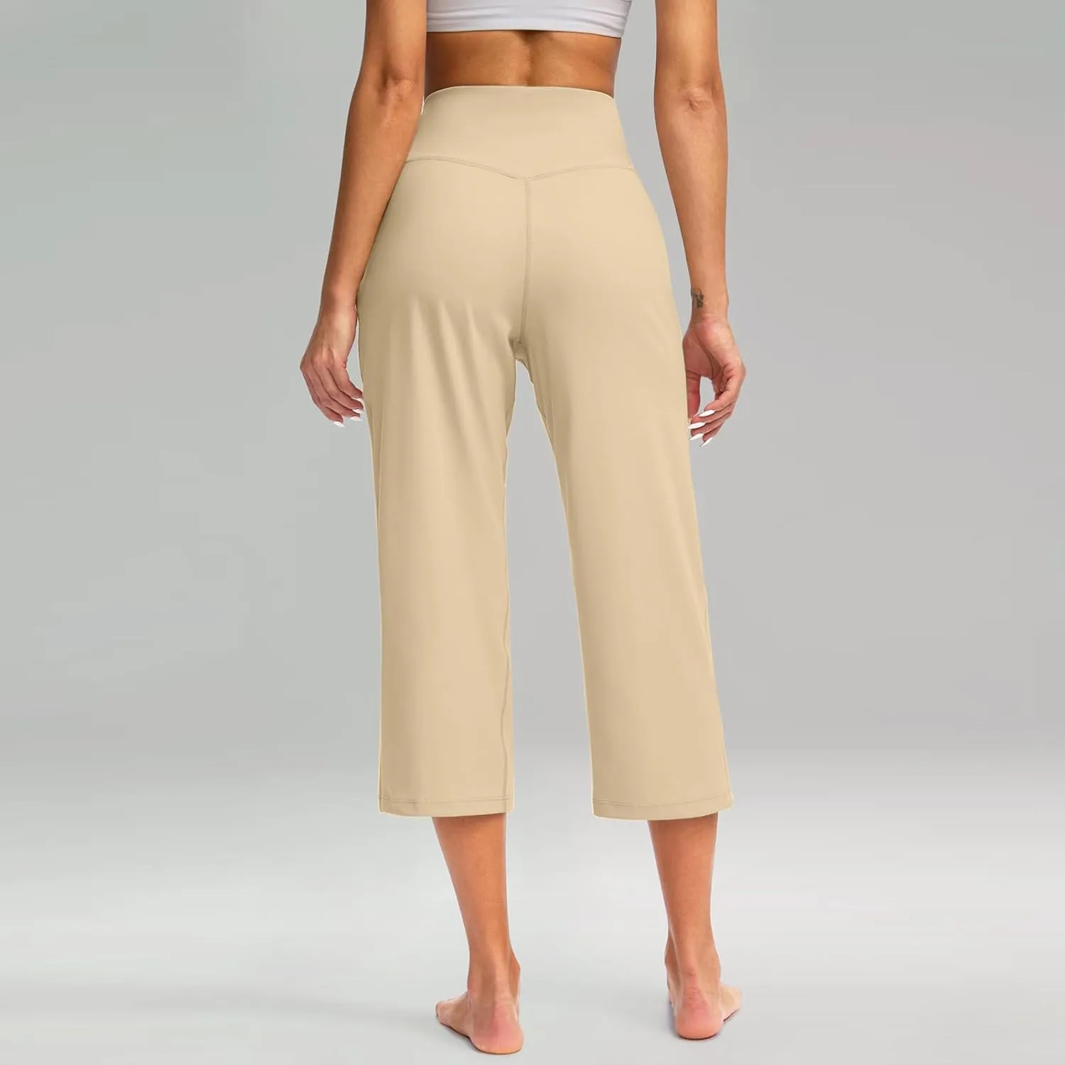 Women's Yoga Pants Casual Wide Leg Capri Pants High Waisted Tummy Control Pant Comfy Athletic Exercise Workout Trousers