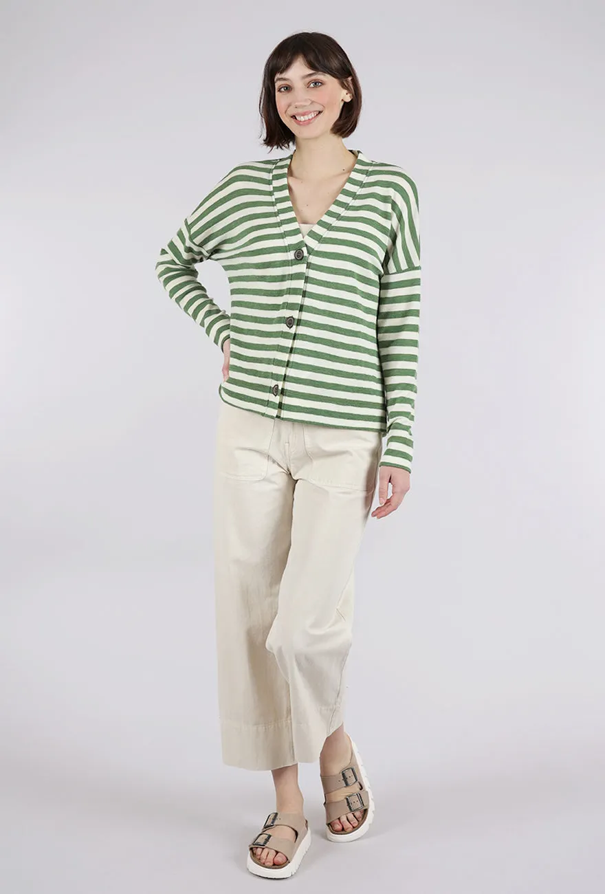 Wool Box Cardigan, Raw White/Grasshopper